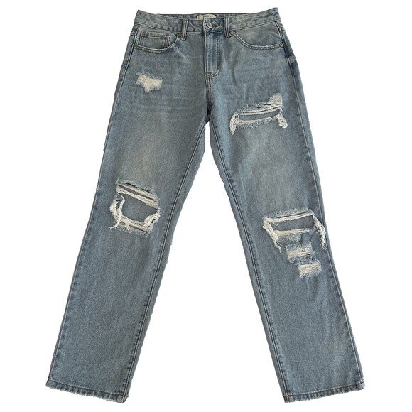 Forever 21 Women's Los Angeles Destroyed Ripped Straight Leg Jeans Size 30 x 29 - Picture 1 of 4